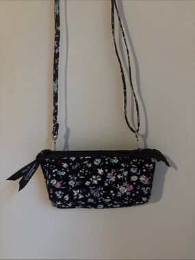 Vera Bradley Black Floral Crossbody with Pink & Mint Accents